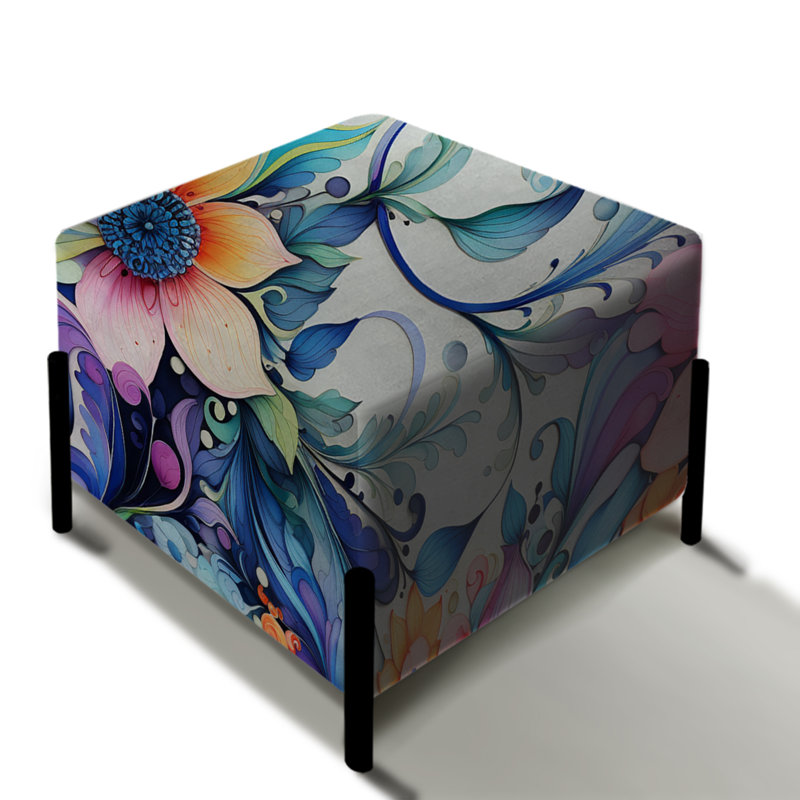 Watercolor Delight - motif cachemire - repose-pieds carré à motif cachemire