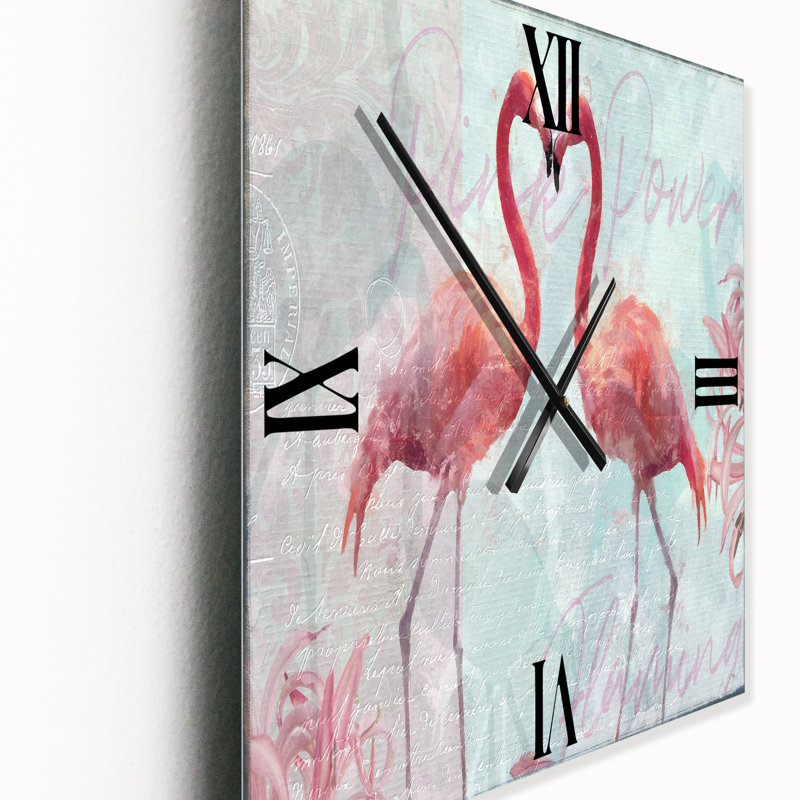 Très grande horloge murale Flamingo Power, Grand