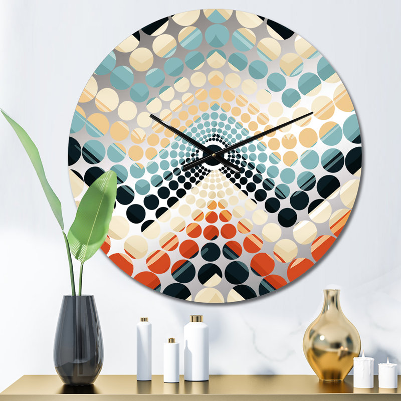Retro Revival Chevron Pattern - Chevron  Wall Clock, Small