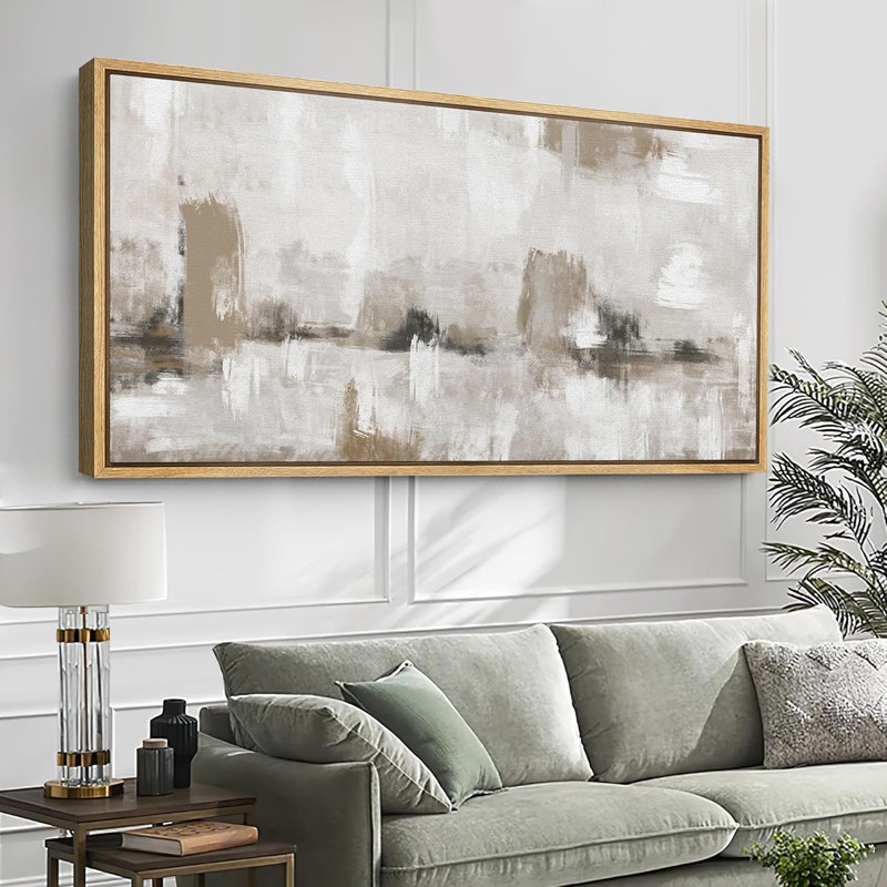 Modern Abstract Design in Neutral Tones Modern Art, Natural, 30" H x 60" W