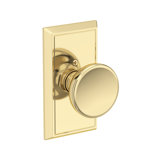 Solvang Full Dummy Knob with Chamfered 5in Rose in Unlacquered Brass