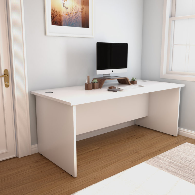 Buariki Desk Shell, White, 70cm H x180cm W x 80cm D