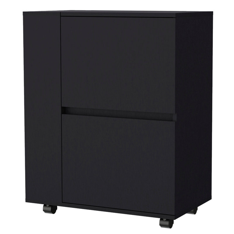 Stylish Black Kitchen Cart With Construction And Cabinet Space Rectangular Bar Stable Wheels Cabinets, Black