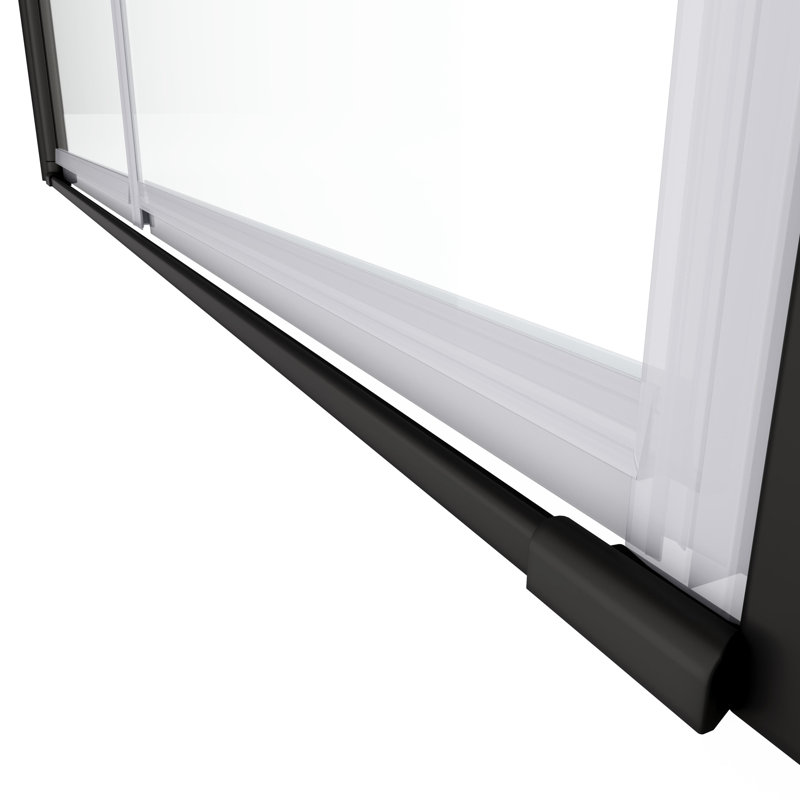 1/4" Tempered Glass Pivot Shower Door For Bathroom - Matte Black Finish With Smooth System