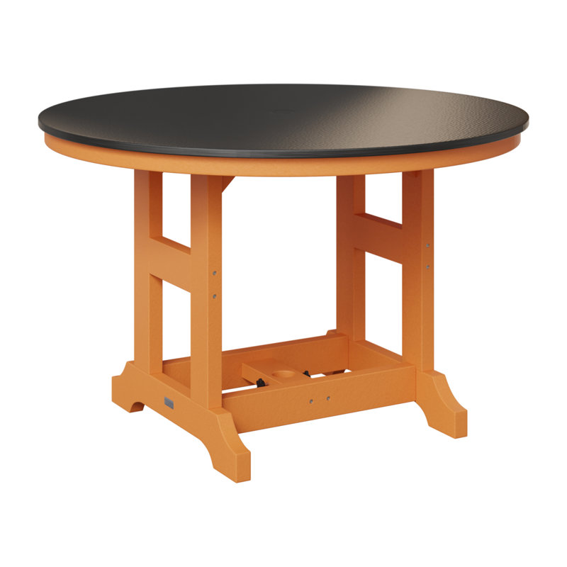 Table de bar ronde Berlin Garden, Orange mangue, Noir martelé, H 39,5 po x l 48 po x P 48 po