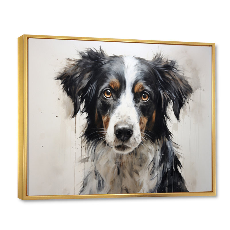 Dog Faithful Companion I - imprimé, H 12 po x l 20 po x P 1 po, Cadre flottant doré