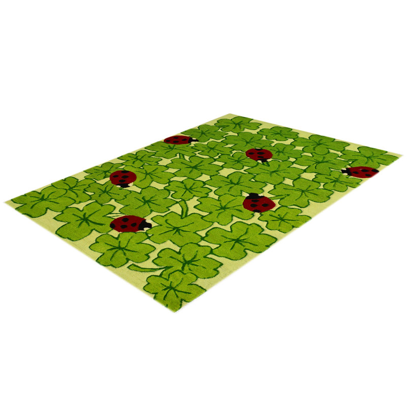 Kids Ladybug Floral Wool Area Rug, Rectangle 170 x 240cm