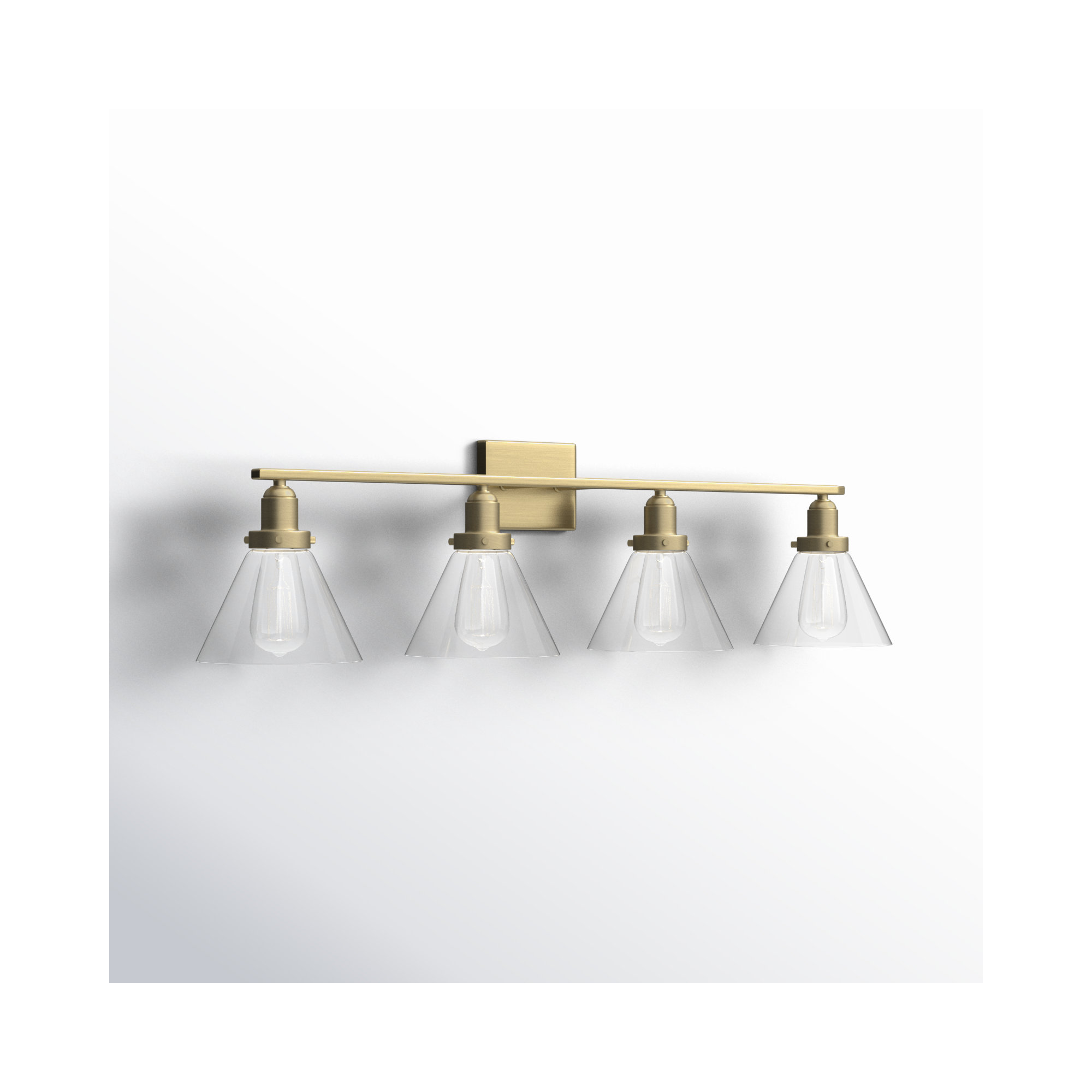 Catalina 4 Light Transparent Dimmable Bath Sconce, Warm Brass