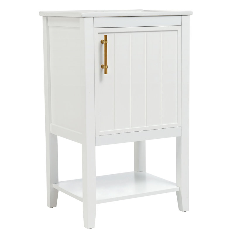 Meuble-lavabo de 20 po avec lavabo, armoire de salle de bain avec porte à fermeture douce, support de rangement et tablette ouverte