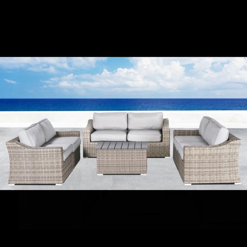 Ensemble 7 pièces de canapé de patio en osier avec coussins 7 pièces confortablement assemblés