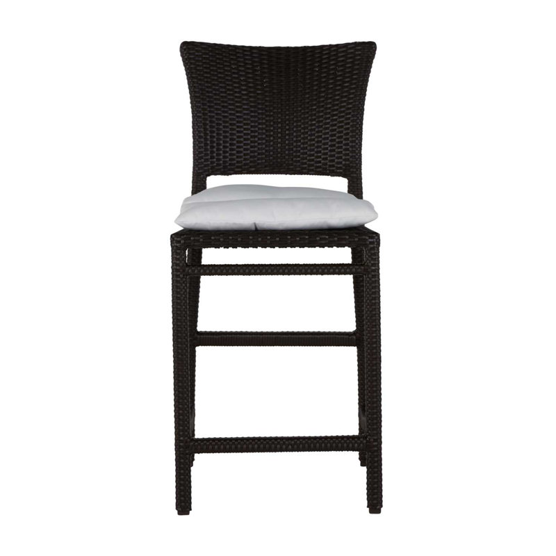 Tabouret de bar extérieur en résine tressée 30 po Skye, Pas de soudure, Papier ciel, Noyer noir