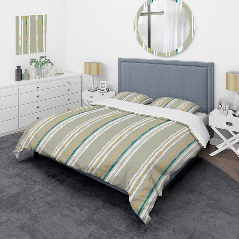 Ensemble de housse de couette en microfibre vert / blanc 3 pièces