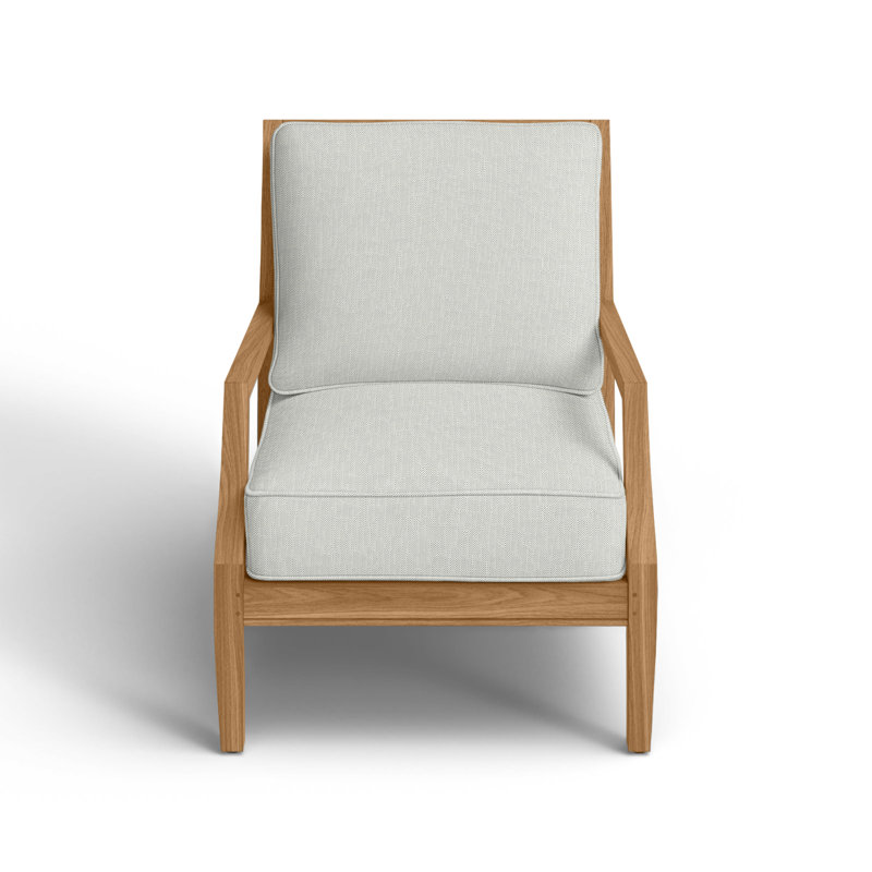 Haley Teak Patio Chair with Cushions, Natural Teak, Welt + Standard fill, Verona Silver Sunbrella®