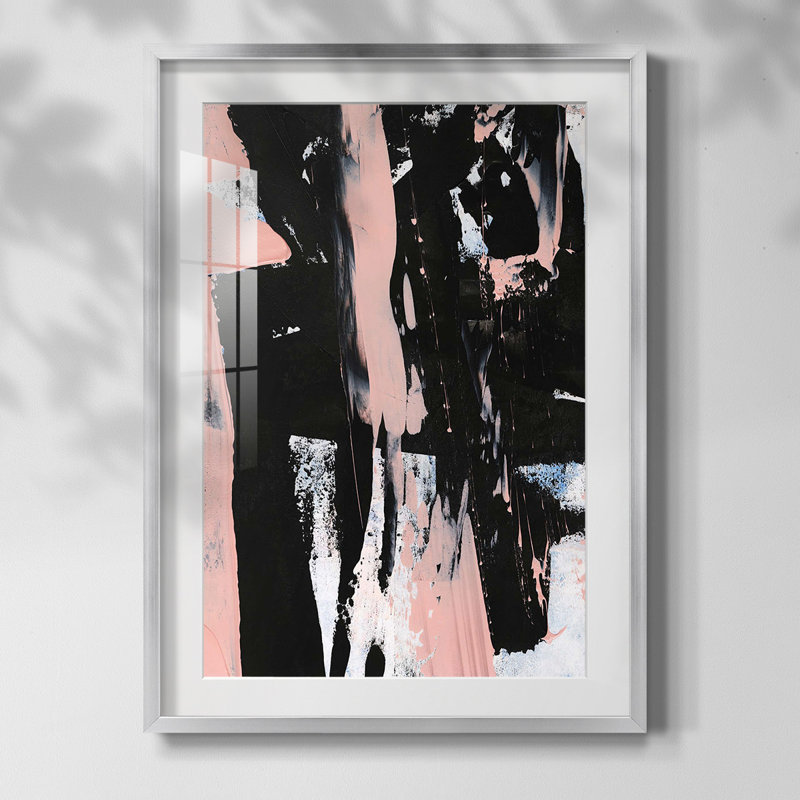 «Black & Blush I», reproduction encadrée de qualité supérieure - prête à être accrochée, H 20 po x l 16 po, Blanc