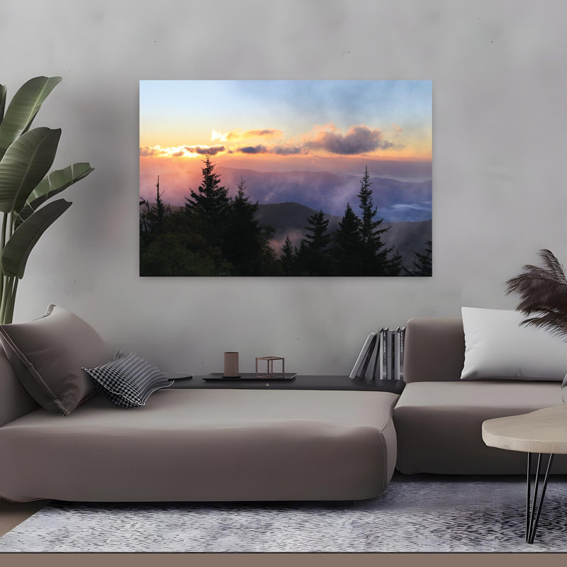 Paysage brumeux au lever du soleil, paysage contemporain contemporain, art, H 32 po x l 48 po