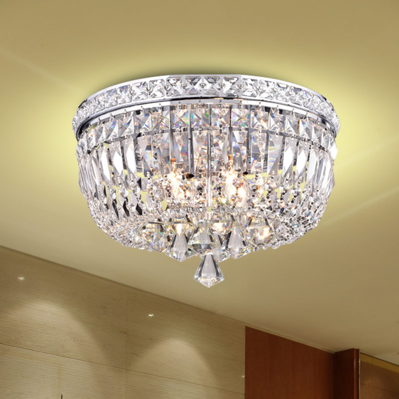 Moronta 4-Light 15-inch Chrome and Crystal Flushmount