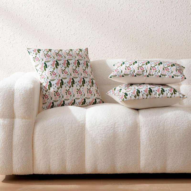 SLEEP ZONE Throw Pillow Covers 20x20, Embroidered Decorative Pillows for Bed, Spring Pillow Covers Modern Farmhouse Home Decor for Sofa Living Room Couch Bed ﻿