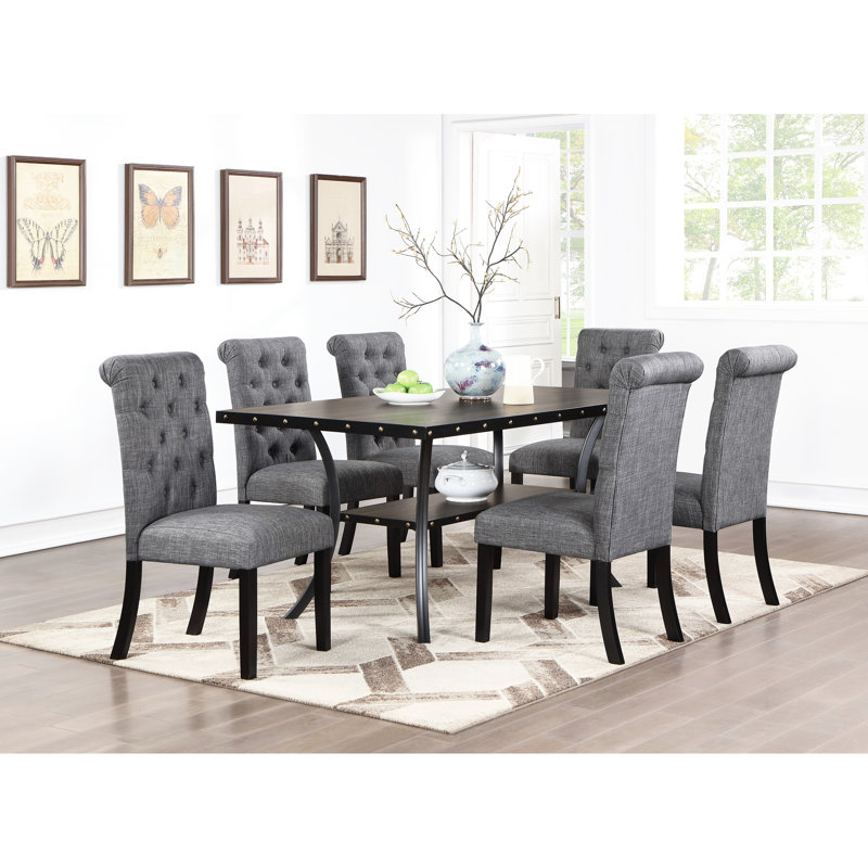 2 pièces de chaises de salle à manger gris anthracite, style contemporain avec revêtement en tissu et chaises d'appoint roulées à dossier de 2, housse de coussin de siège