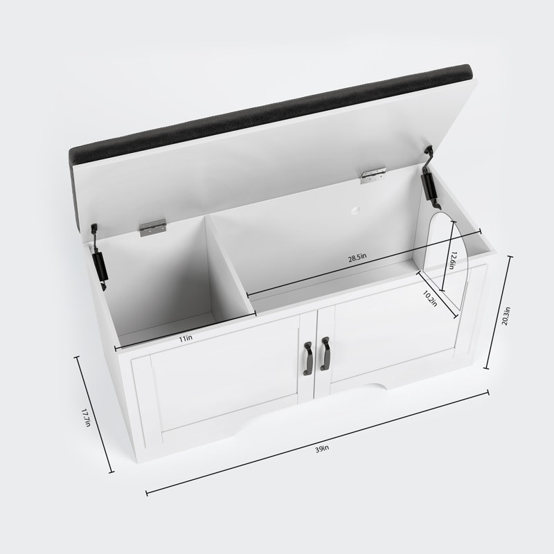 Enceinte de litière pour chat avec cloison amovible, siège en cuir PU et banc de rangement, meubles de litière cachés pour les chats d'intérieur