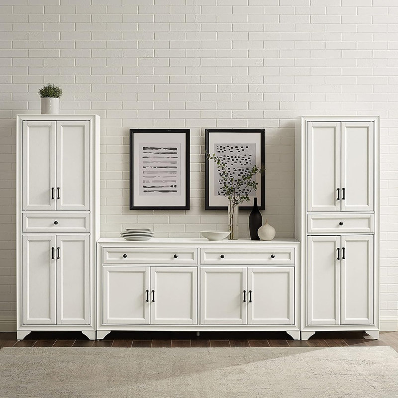 Buffet Modern Farmhouse avec garde-manger et rangement pour la cuisine - blanc vieilli