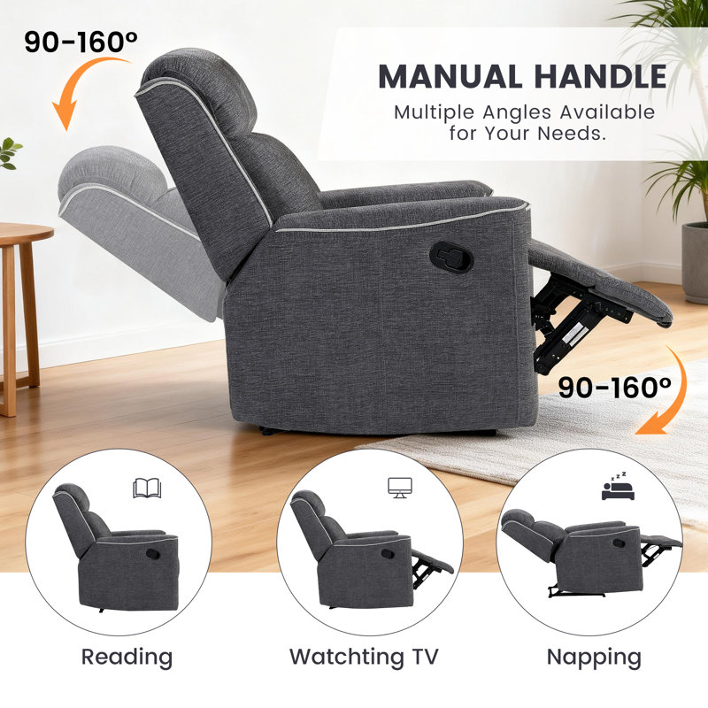 2 Piece  Soft Microfiber Manual Reclining Sofa Set, Sofa w/Dropdown Table, Loveseat with Bluetooth Speaker and Type-C Charger Charcoal Gray