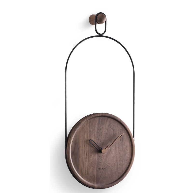 Eslabon Solid Wood Wall Clock, Walnut/Black