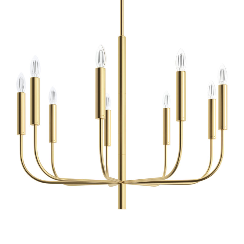 Tedder 9 - Light Dimmable Classic / Traditional Chandelier, Burnished Brass
