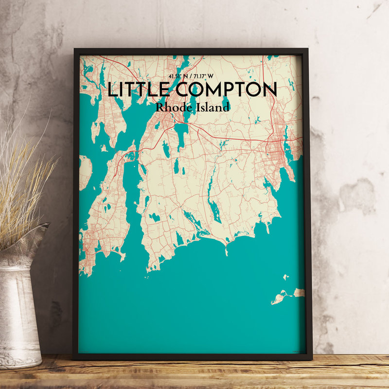 Little Compton City Map - No Frame Print, 70cm H x 50cm W x 0.13cm D