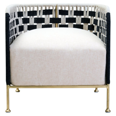 Upholstered Cotton Blend Accent Chair