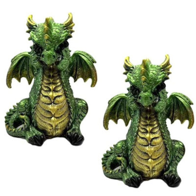 "Ensemble de 2 pièces" ICE ARMOUR H 5,5 "vert Dragon sans voir Figurine Sculpture Sculpture Ornement Décoration pour la maison / la chambre et des idées de cadeaux parfaits pour la pendaison de crémaillère, les Fêtes et les Anniversaires