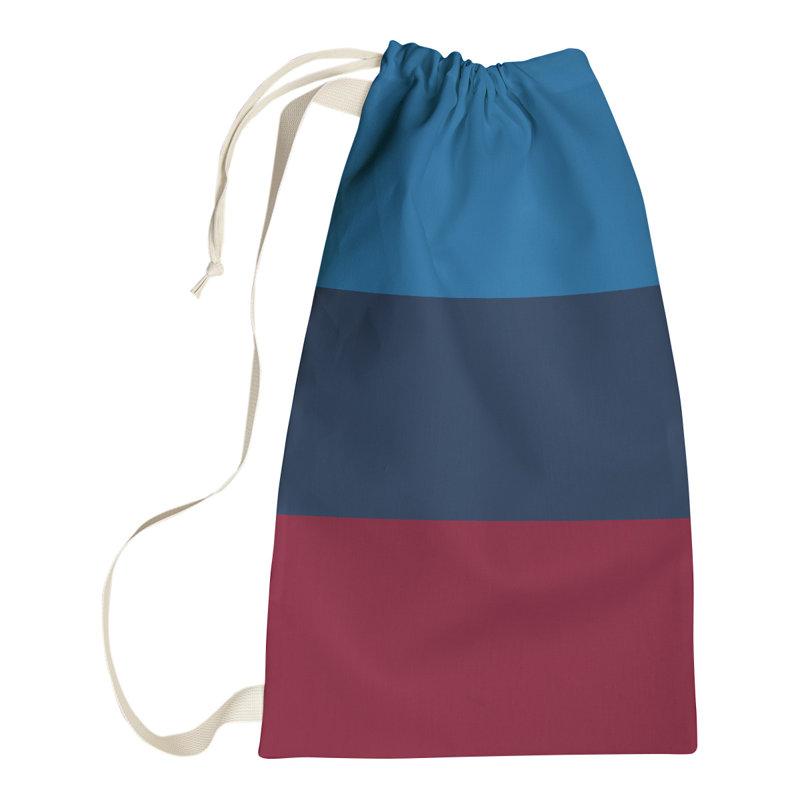 Fabric Laundry Bag with Handles, 29" H x 18" W x 1.5" D, Aviator Blue/Polar Night Blue/Red