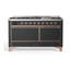 ILVE UM15FDQNS3BKCLP Majestic II 60 inch Dual Fuel Range with 9 Burners, Griddle (Liquid Propane, Solid Door, Glossy Black, Chrome)-1666292246-1666292709