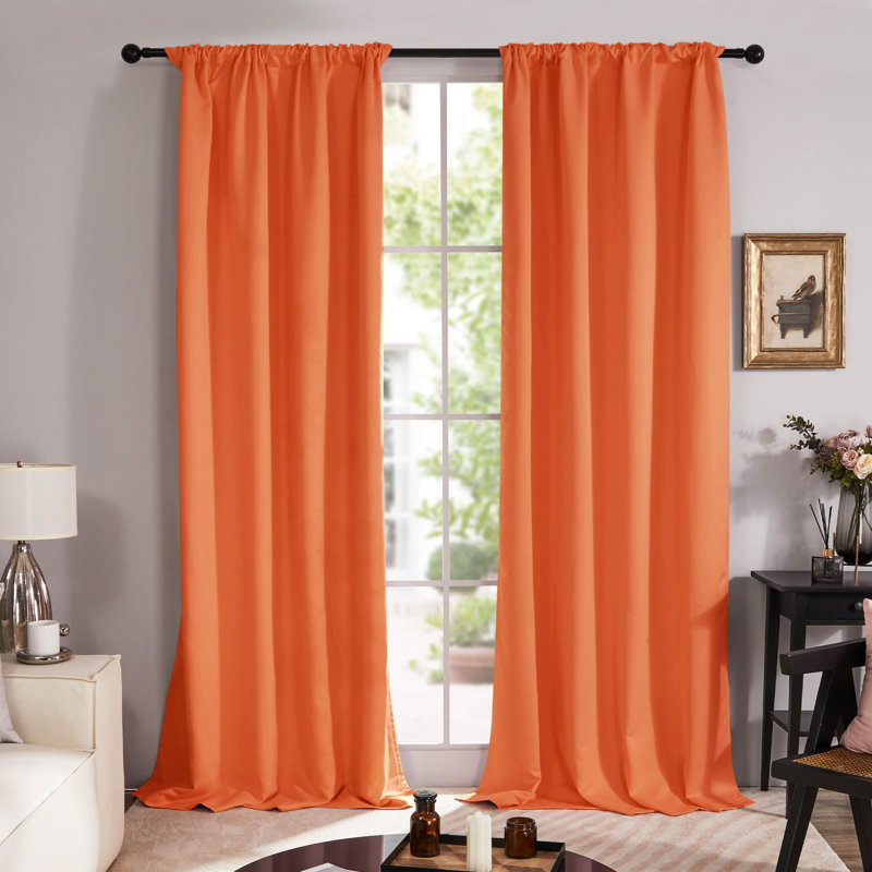 Paire de rideaux occultant Mikkos, Orange, L 42 po x L 63 po