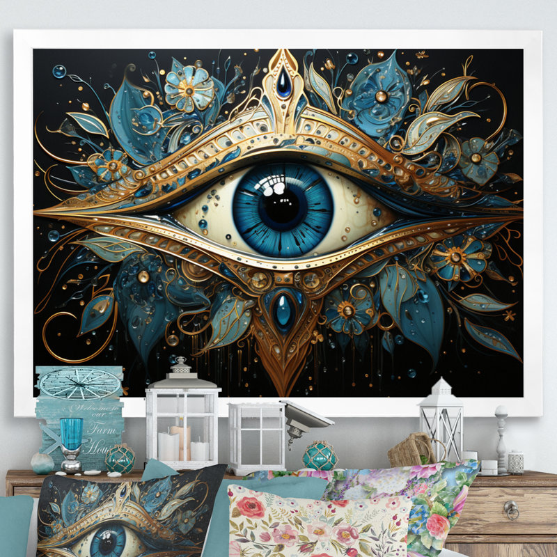 Judaism Hamsa Blessings Eye I - Judaism Wall Art, H 12 po x l 20 po x P 1 po, Cadre simple blanc