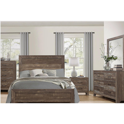 Rustic Brown 5-Drawer Bedroom Chest of Drawers with Black Metal Hardware - No Assembly Required Wood Dresser