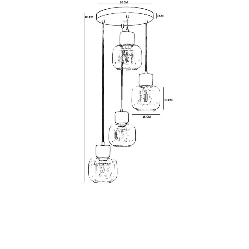 Élégant lustre en métal avec hauteur réglable, finition miel et chêne, diamètre de 6,0 po x 5,1 po | 4 x douilles E27 de 40 W maximum (ampoules non incluses) | pour le salon, la salle à manger ou le vestibule | Conception durable conforme à la norme IP20