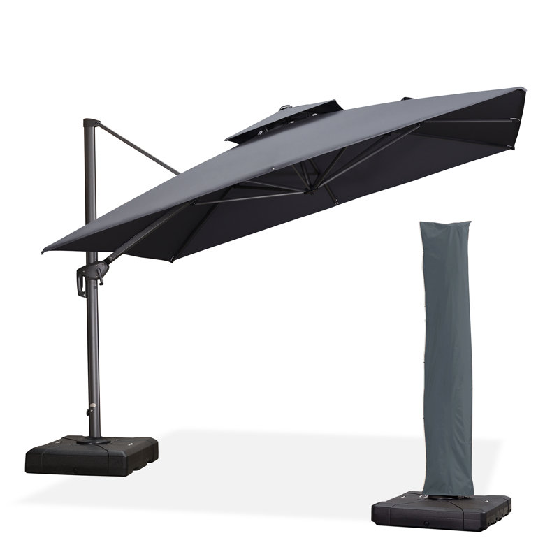3.3m Square Cantilever Parasol, Grey