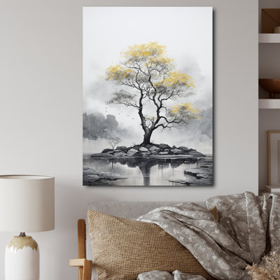 «Yellow Tree Silent Whispers», art mural sur toile floral et botanique