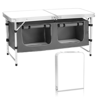 Table de camping pliante en aluminium avec pieds réglables pour la plage pliable, la cour, le barbecue, la fête et le pique-nique