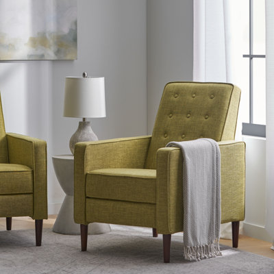 Button Tufted Upholstered Manual Push-Back Recliner