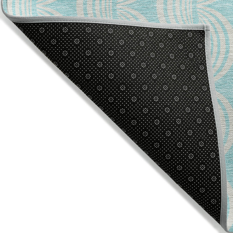 Tapis bleu sarcelle lavable intérieur / extérieur Darya , 9 pi x 12 pi