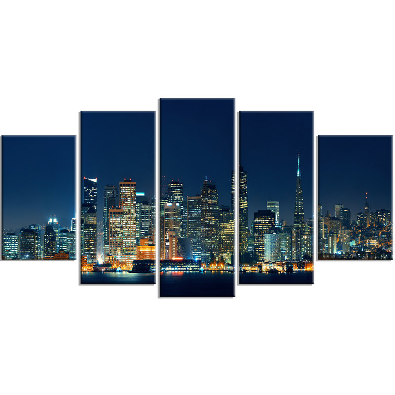 «San Francisco Skyline at Night», ensemble de 5 toiles tendues