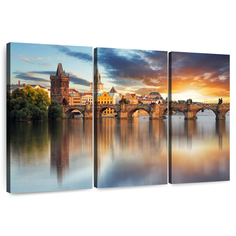 Lilie, pont Charles au crépuscule, H 42 po x l 65 po