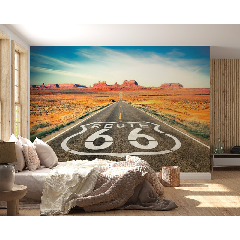 Murale pelez et collez - Route 66, L 55 po x l 77 po