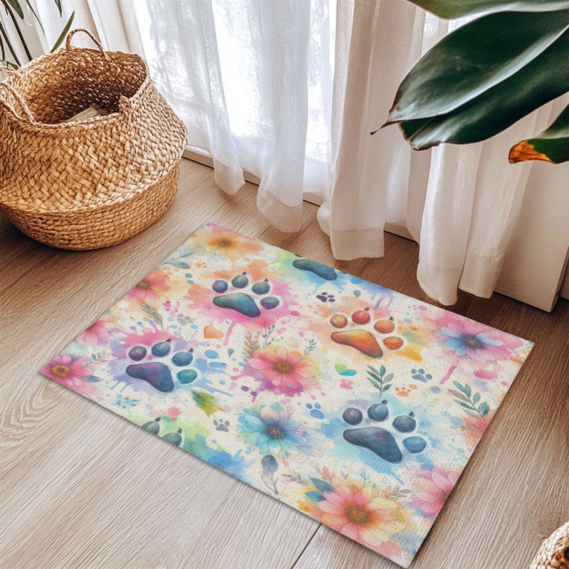 Tapis tressé avec pattes éclaboussées et peinture, Rectangulaire 3 pi x 5 pi