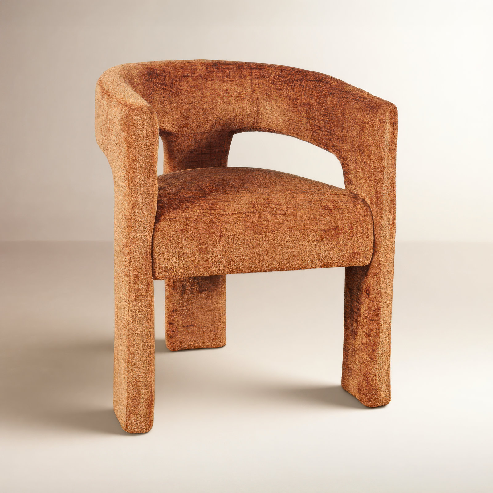 Darlington Chenille Upholstered Dining Arm Chair, Gwen Rust Microsuede
