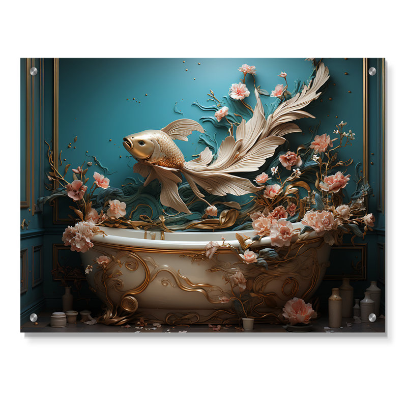 Salle de bain Art déco II - Art mural moderne en acrylique pour salle de bain, H 12 po x l 20 po