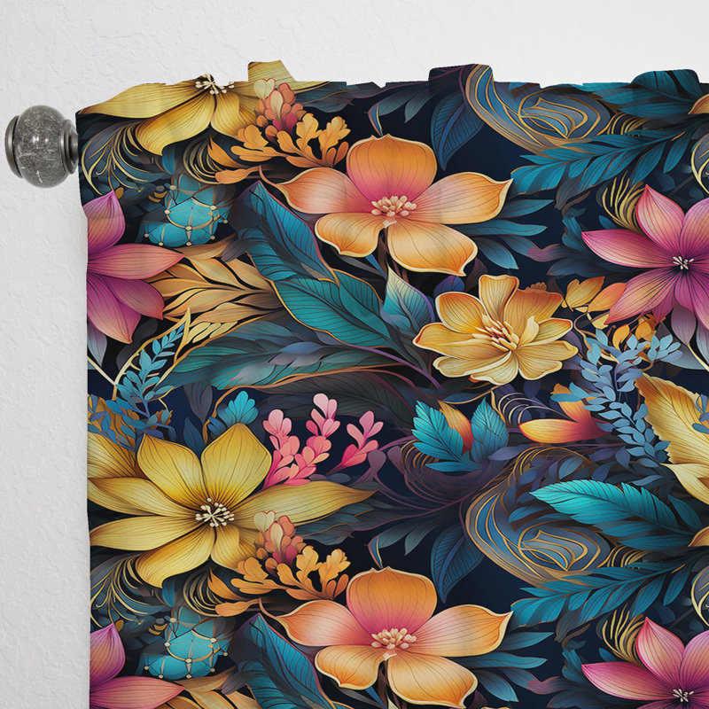 Motif botanique Moroccan Oasis Ii - rideau en velours bohémien - obscurcissant - 1 panneau, L 52 po x L 108 po