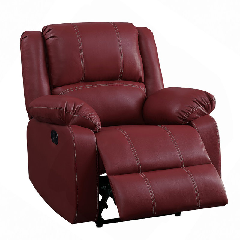 Fauteuil inclinable souple, fauteuil berçant inclinable en cuir synthétique rouge