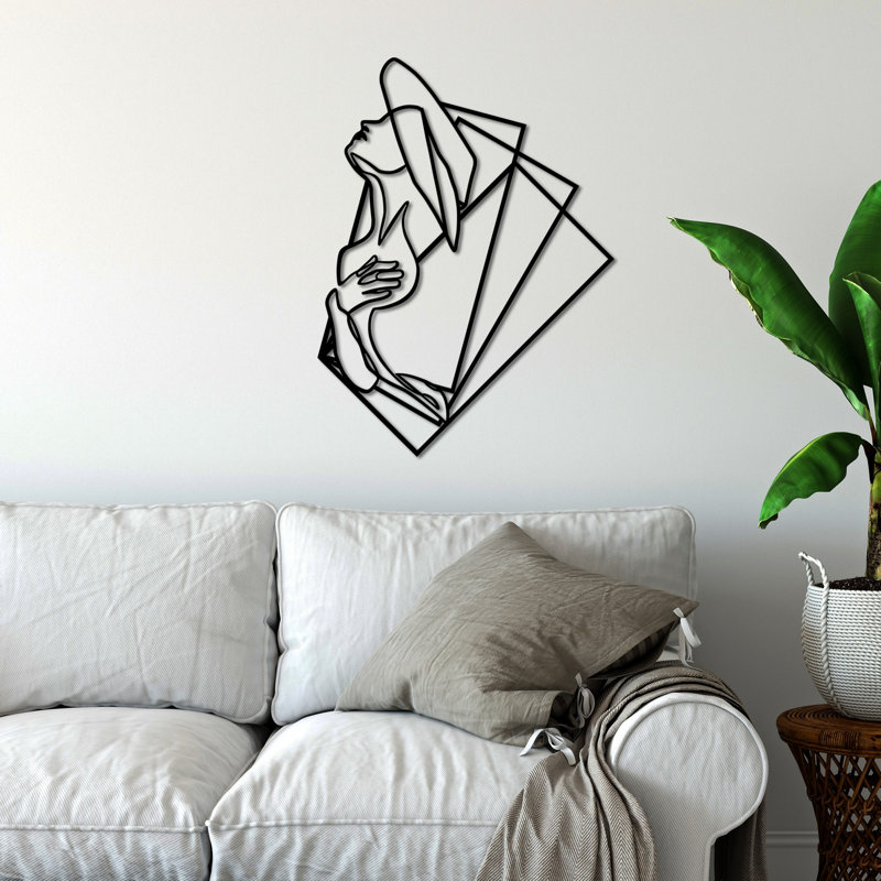 Élégante décoration murale en métal noir 27,6 po x 20,5 po | Fabrication 100% métal, épaisseur: 0,06 po | Parfait pour la maison ou le bureau, facile à suspendre avec le dossier, accessoire décoratif élégant et durable